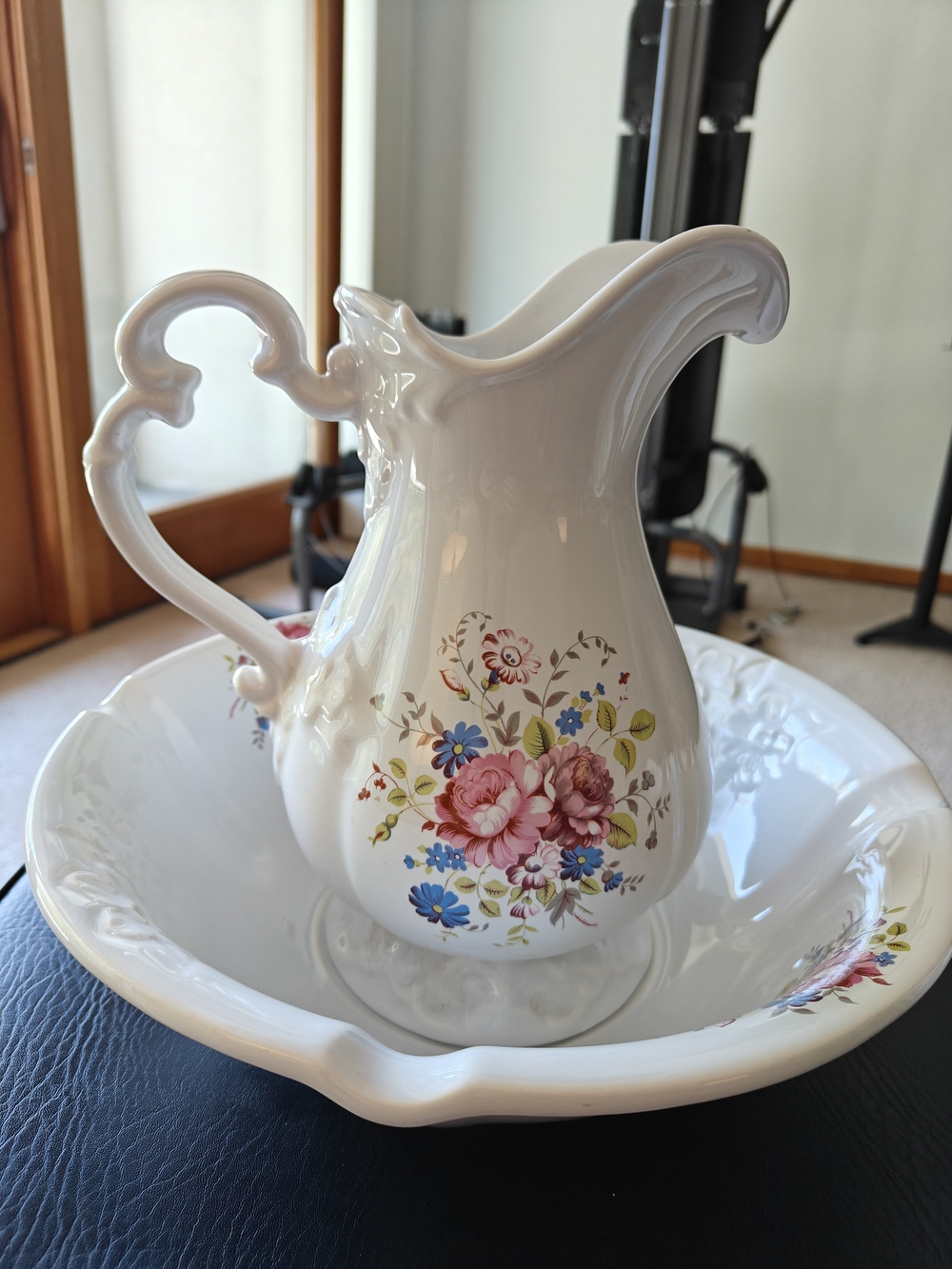 Haeger Floral Pitcher And Wash Basin